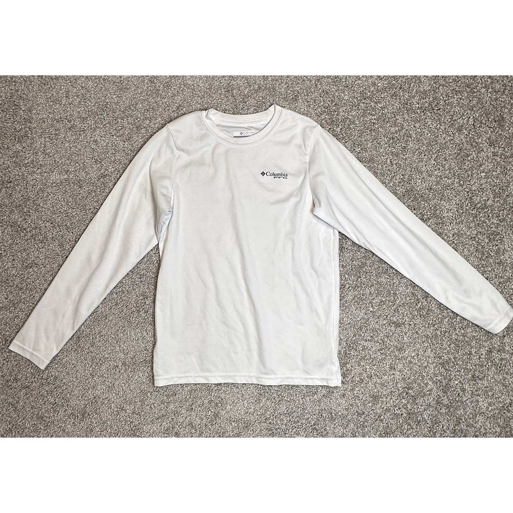 Columbia PFG Youth Medium 10/12 White Fishing Flag Performance Long Sleeve Shirt